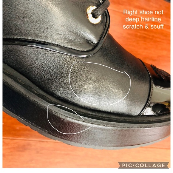 Chanel 20C Patent Cap toe Lace up Pearl details Lambskin black bootie EU 40 - Picture 14 of 16